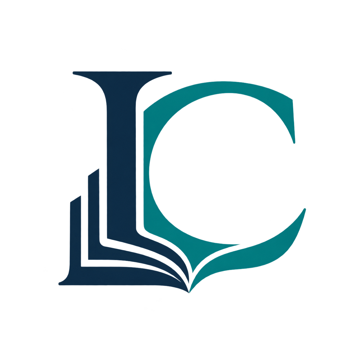 Iniciales LC con una forma de libro abierto